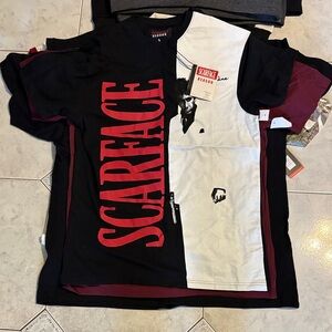 Mens Scar Face  Black and White Graphic T-Shirt